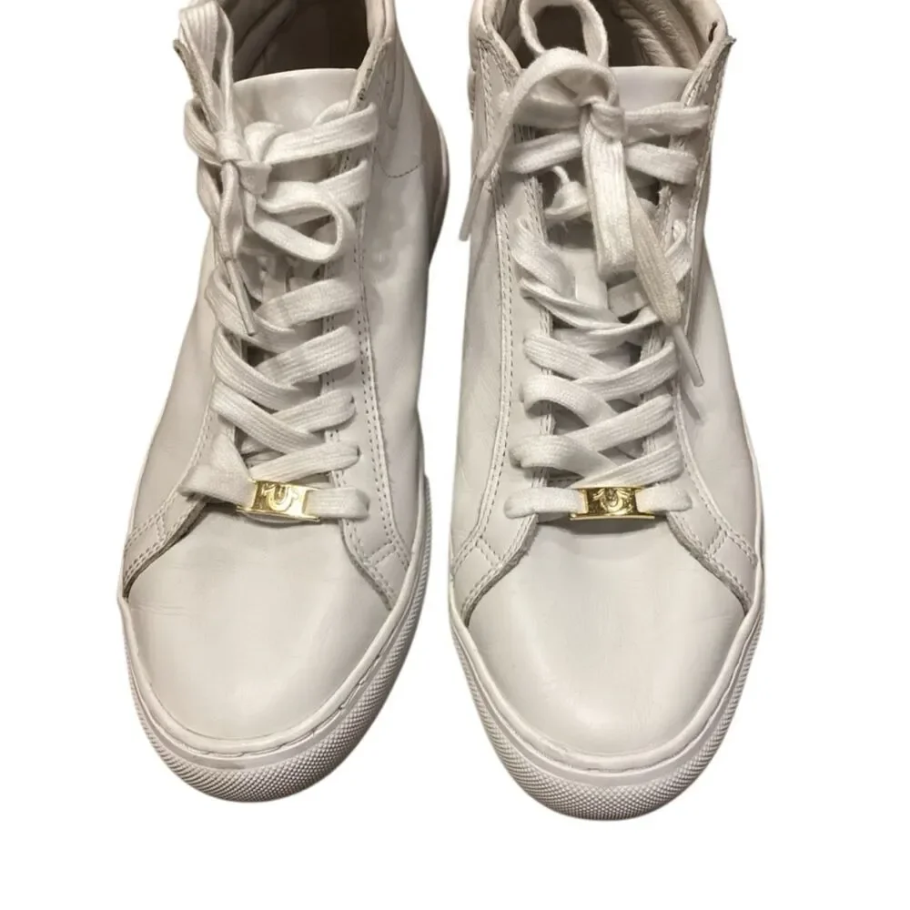 True Religion Mens Leather White Mid Trainers Sneakers Shoes size 7